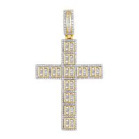Thumbnail for MEN'S CROSS 2 CT ROUND/BAGUETTE DIAMOND 10K YELLOW GOLD