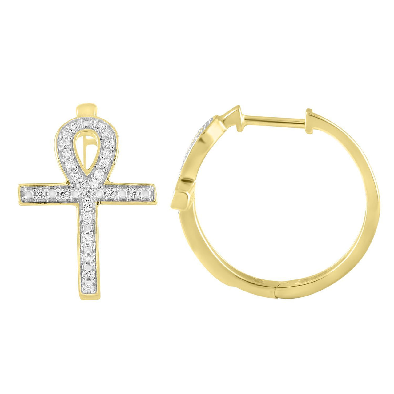 MEN'S HOOPS 1/5 CT ROUND DIAMOND 10KT YELLOW GOLD