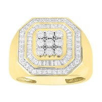 Thumbnail for MEN'S RING 1 CT ROUND/BAGUETTE DIAMOND 10K YELLOW GOLD