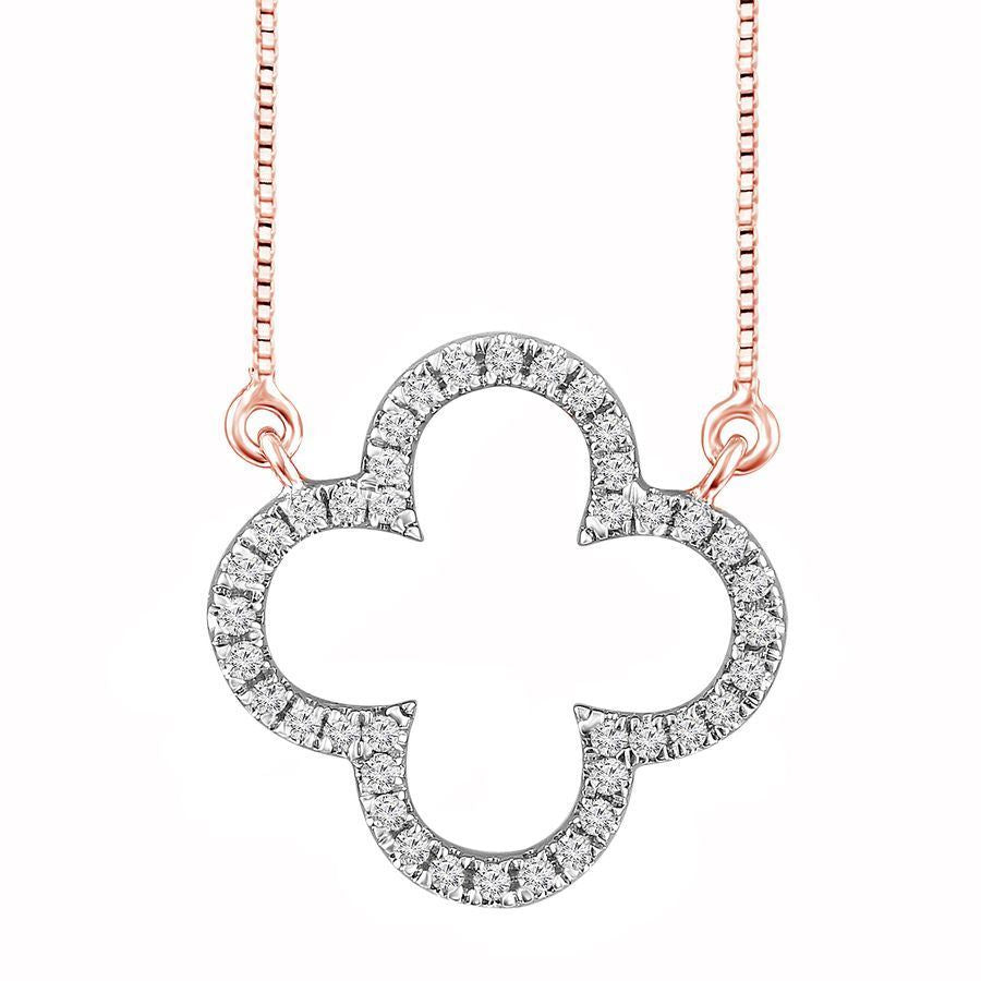 LADIES NECKLACE 1/6 CT ROUND DIAMOND 10K ROSE GOLD