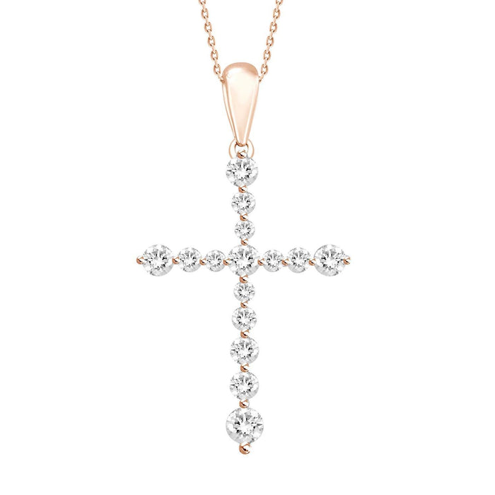 LADIES PENDANT 3/4 CT ROUND DIAMOND 10K ROSE GOLD