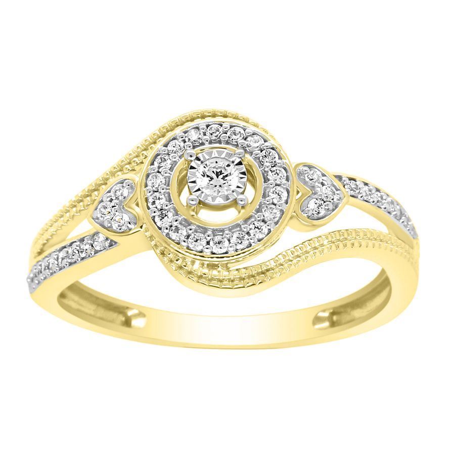 LADIES ENGAGEMENT RING 1/5 CT ROUND DIAMOND 10K YELLOW GOLD