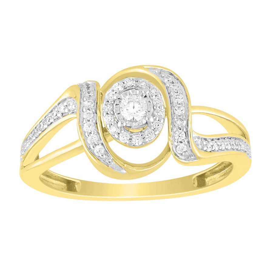 LADIES RING 1/5 CT ROUND DIAMOND 10K YELLOW GOLD