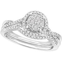 Thumbnail for LADIES BRIDAL RING SET 1/2 CT ROUND DIAMOND 10K WHITE GOLD