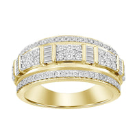 Thumbnail for MEN'S RING 1 CT ROUND/BAGUETTE DIAMOND 10K YELLOW GOLD