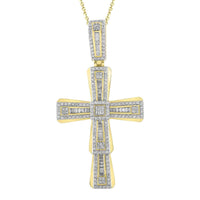 Thumbnail for MEN'S CROSS 2 CT ROUND DIAMOND 10K YELLOW GOLD