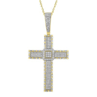 Thumbnail for MEN'S CROSS 1 1/2 CT ROUND/BAGUETTE DIAMOND 10K YELLOW GOLD