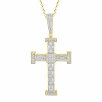 Thumbnail for MEN'S CROSS 1 1/2 CT ROUND/BAGUETTE DIAMOND 10K YELLOW GOLD