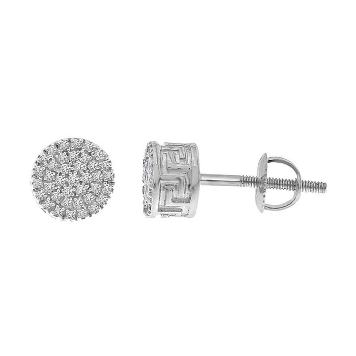 MEN'S EARRINGS 1/6 CT ROUND DIAMOND 10K WHITE GOLD