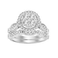Thumbnail for LADIES BRIDAL RING SET 1 CT ROUND DIAMOND 14K WHITE GOLD