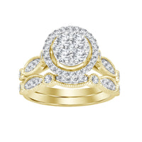 Thumbnail for LADIES BRIDAL RING SET 1 CT ROUND DIAMOND 14K YELLOW GOLD