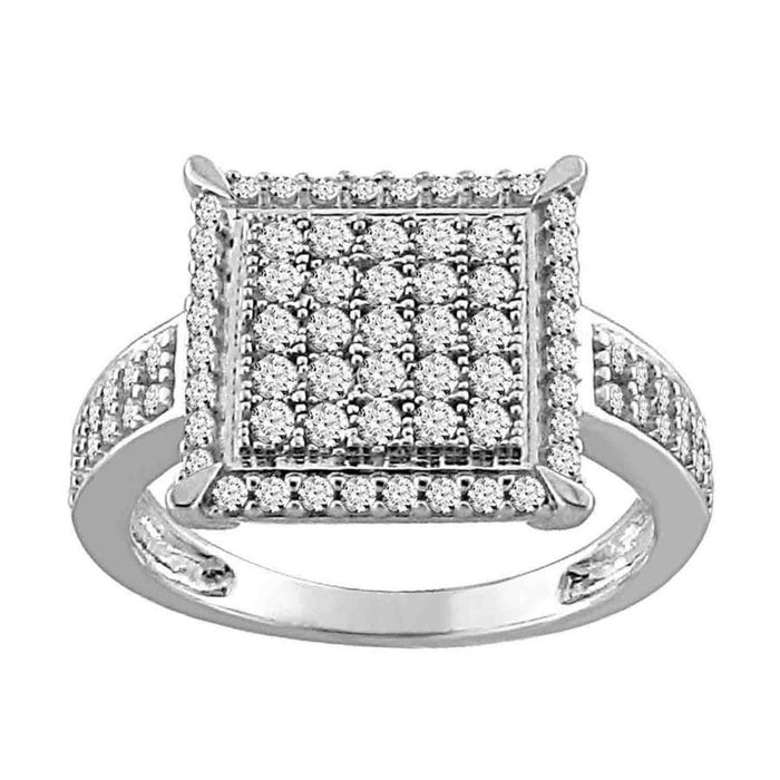 LADIES RING 3/4 CT ROUND DIAMOND SILVER