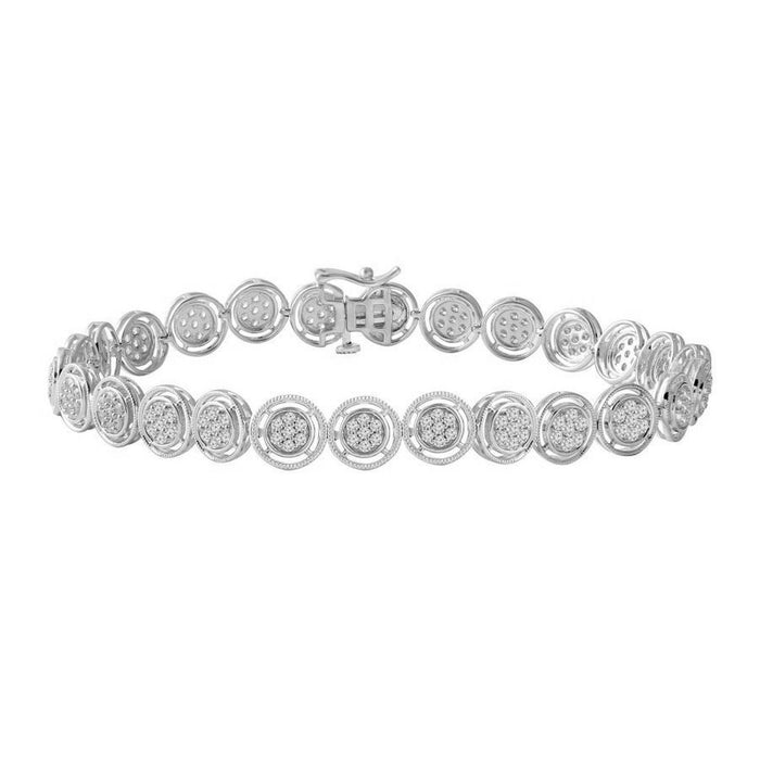 LADIES BRACELET 1 CT ROUND DIAMOND 10KT WHITE GOLD