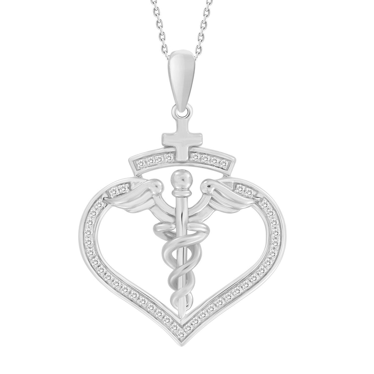 MEN'S CHARM 1/10 CT ROUND DIAMOND 10K WHITE GOLD