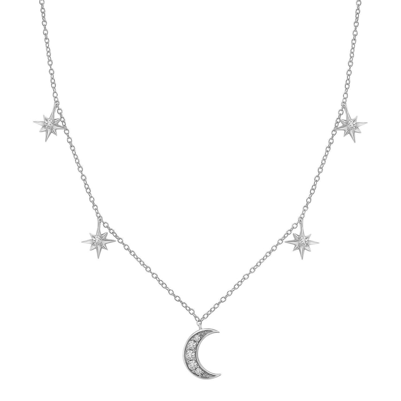 LADIES NECKLACE 1/4 CT ROUND DIAMOND 10K WHITE GOLD