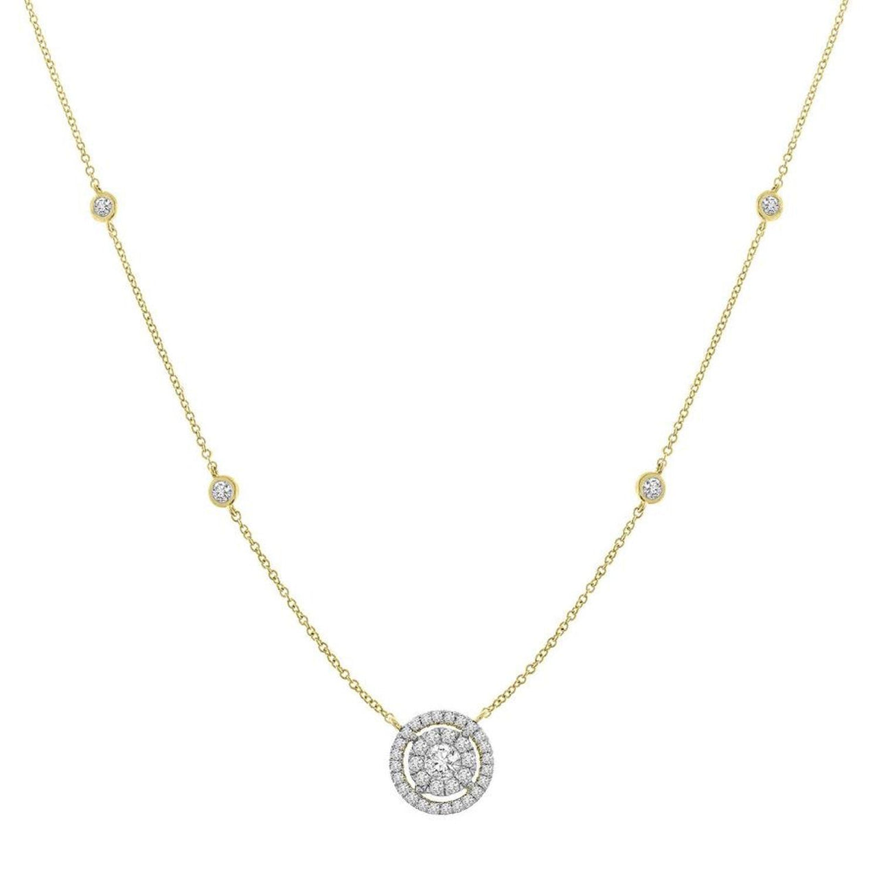 LADIES NECKLACE 5/8 CT ROUND DIAMOND 10K YELLOW GOLD