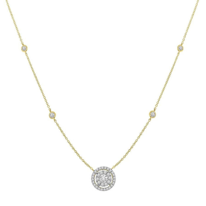 LADIES NECKLACE 5/8 CT ROUND DIAMOND 10K YELLOW GOLD