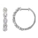 LADIES HOOPS EARRING 1/4 CT ROUND/BAGUETTE DIAMOND 10K WHITE GOLD