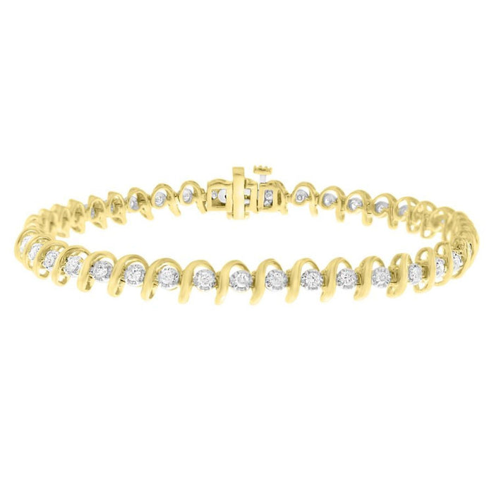 LADIES BRACELET 1 CT ROUND DIAMOND 10K YELLOW GOLD