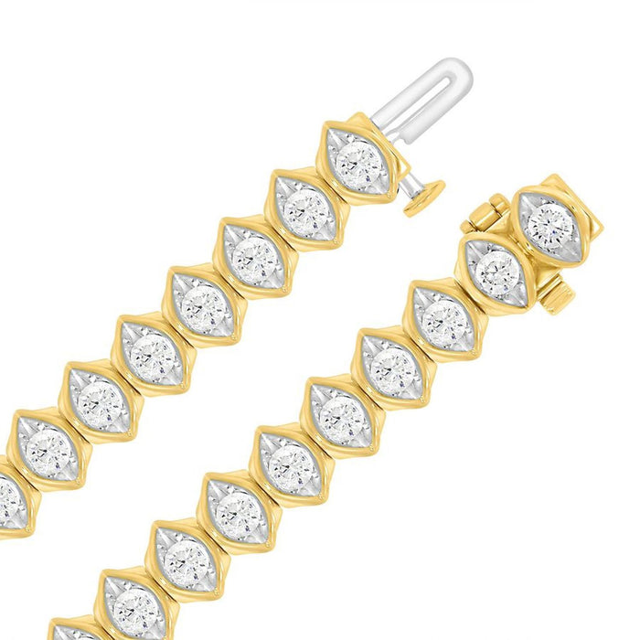 LADIES BRACELET 3 CT ROUND DIAMOND 10K YELLOW GOLD