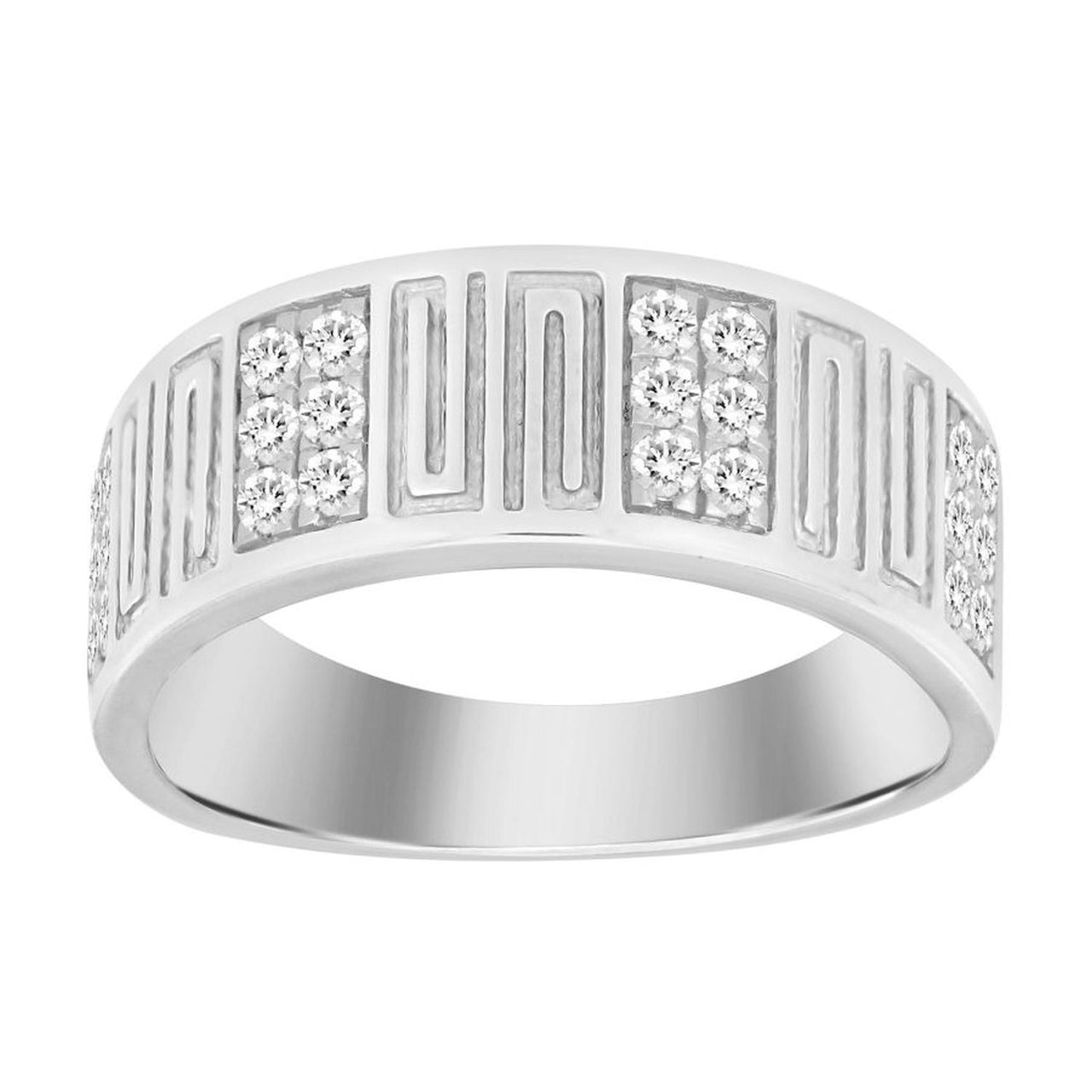 MEN'S RING 1/2 CT ROUND DIAMOND 10K WHITE GOLD