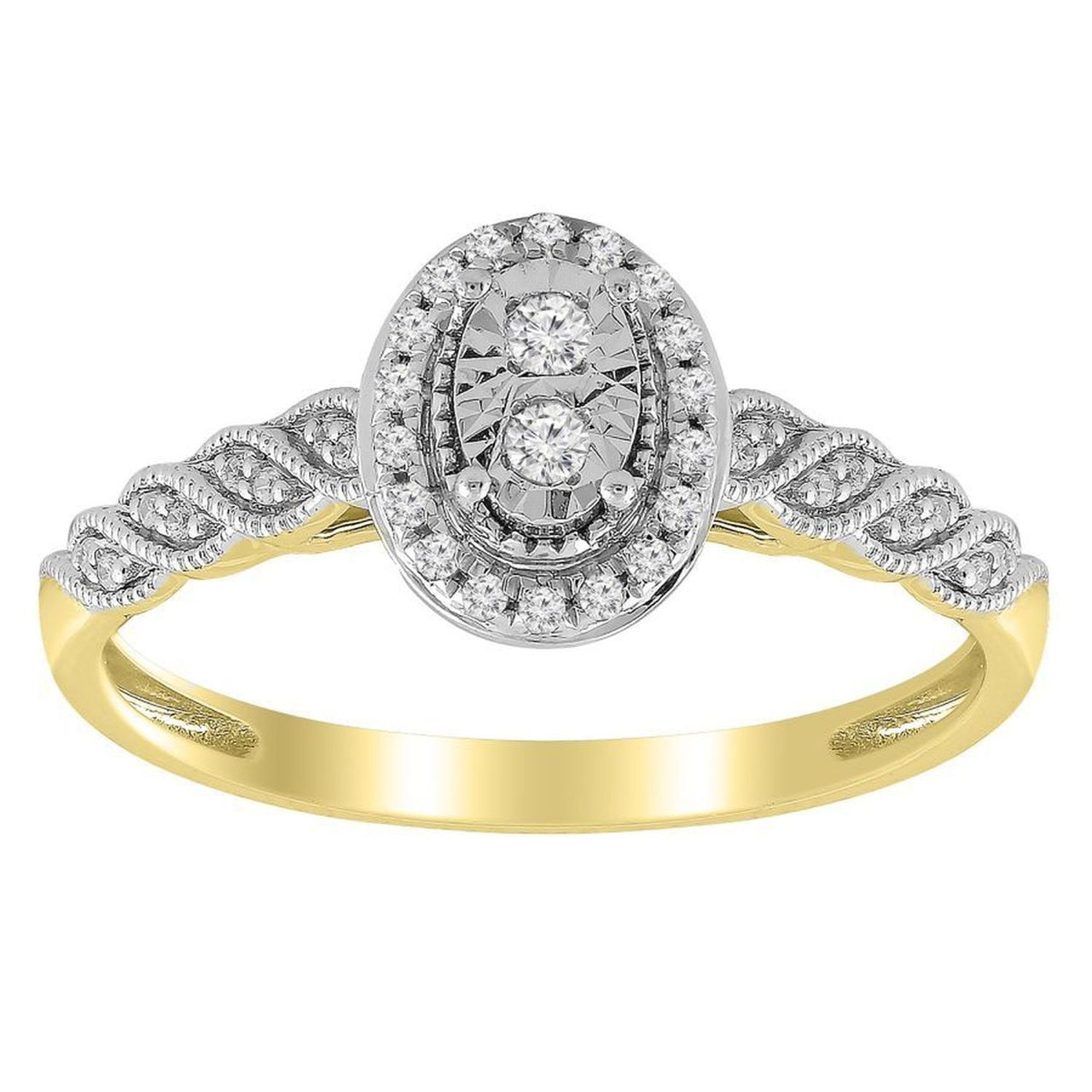 LADIES RING 1/10 CT ROUND DIAMOND 10K YELLOW GOLD
