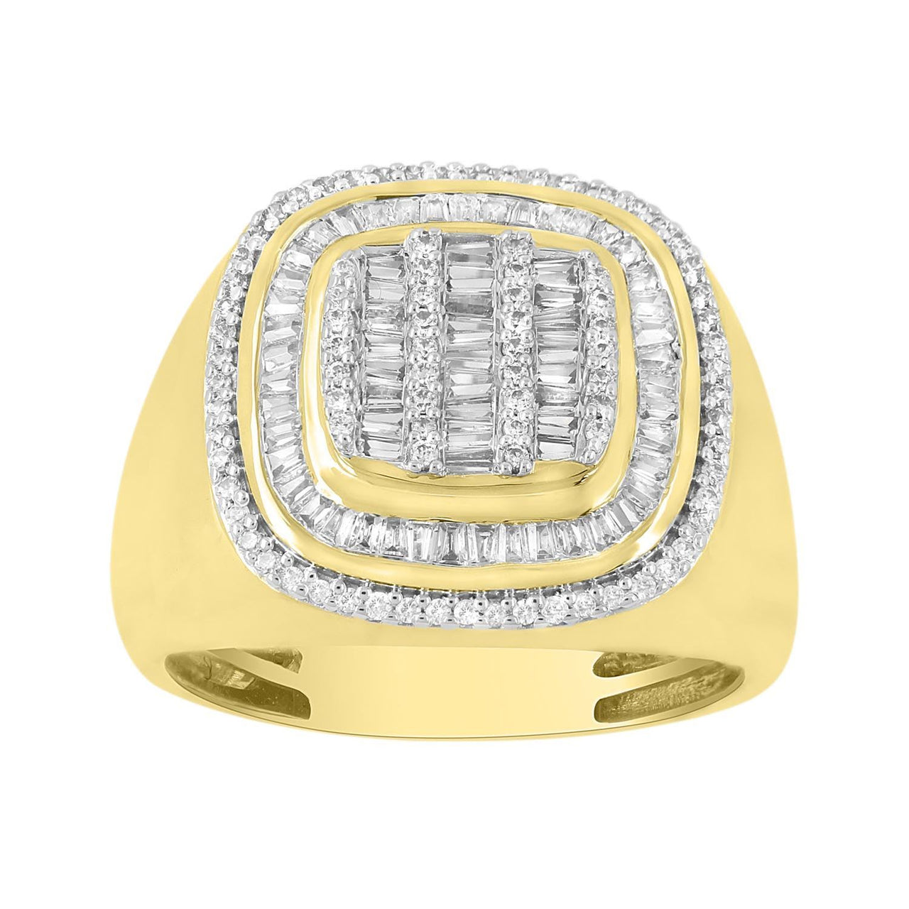MEN'S RING 1 CT ROUND DIAMOND 10K YELLOW GOLD