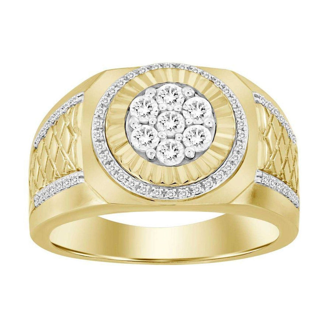 MEN'S RING 1/2 CT ROUND DIAMOND 10K YELLOW GOLD