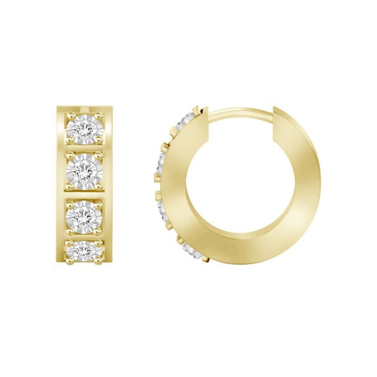 MEN'S HOOP 1/4 CT ROUND DIAMOND 10K YELLOW GOLD