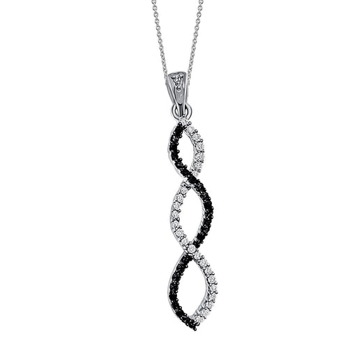 LADIES PENDANT 1/4 CT WHITE/BLACK ROUND DIAMOND 10K WHITE GOLD