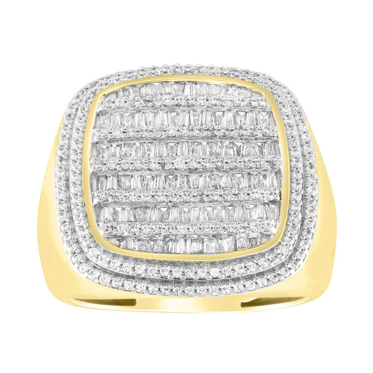 MEN'S RING 1 1/2 CT ROUND DIAMOND 10K YELLOW GOLD