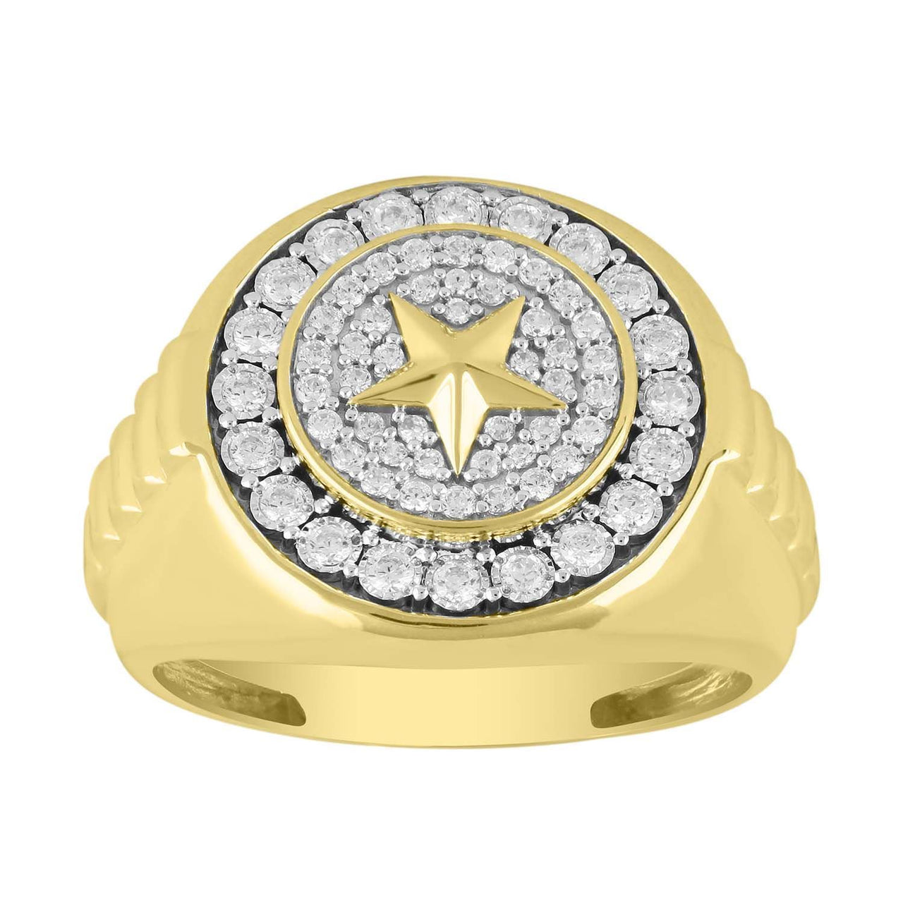 MEN'S RING 1/2 CT ROUND DIAMOND 10K YELLOW GOLD