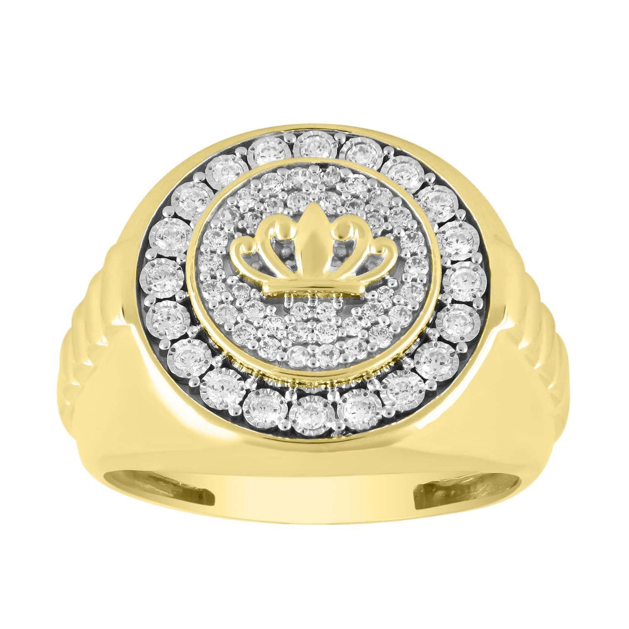 MEN'S RING 1/2 CT ROUND DIAMOND 10K YELLOW GOLD