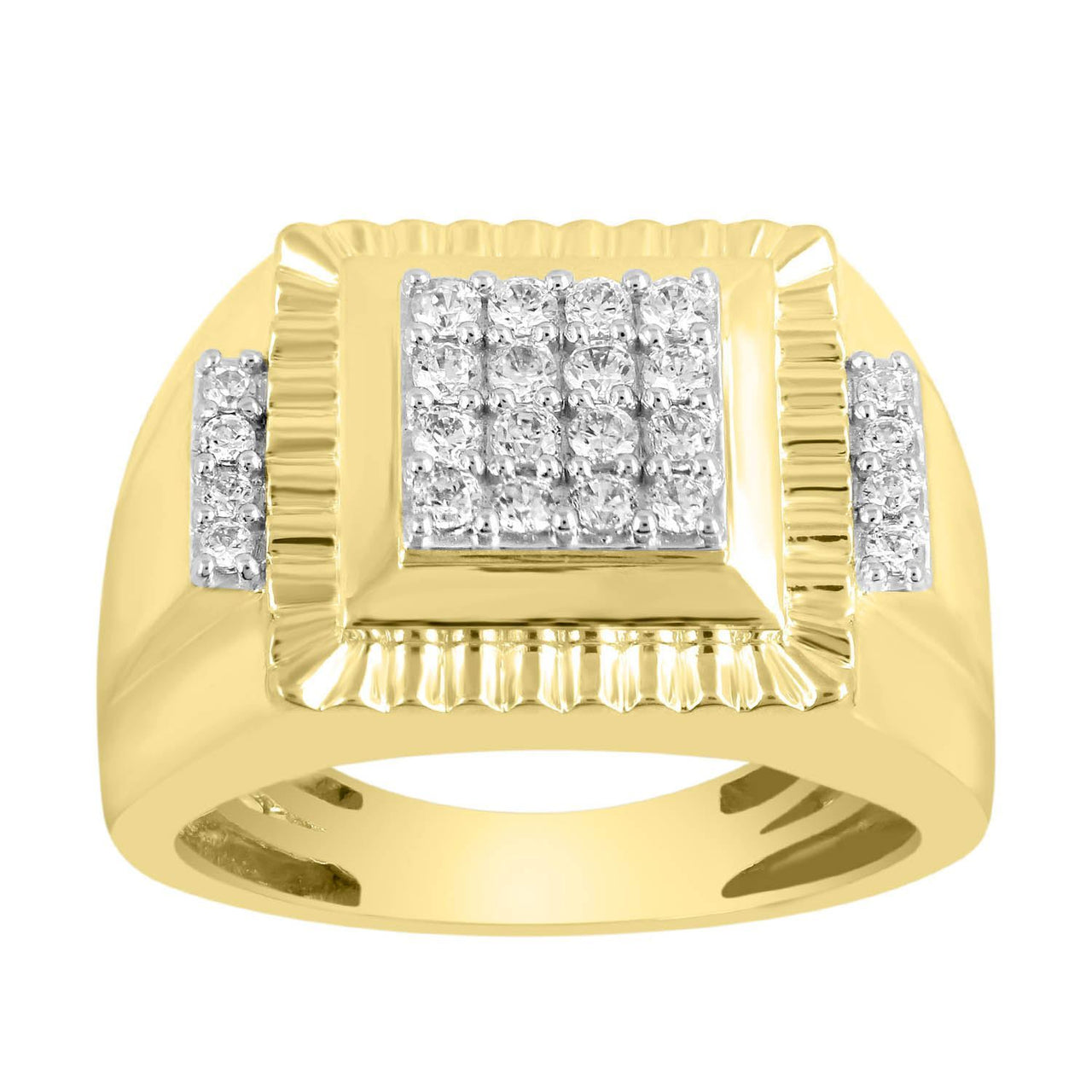 MEN'S RING 1/2 CT ROUND DIAMOND 10K YELLOW GOLD