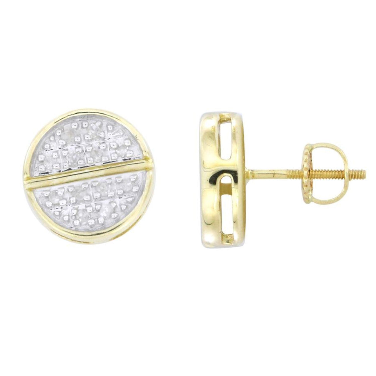 MEN'S EARRING 1/20 CT ROUND DIAMOND 10K YELLOW GOLD
