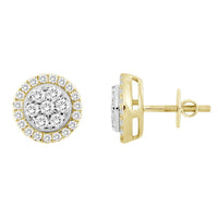 Thumbnail for MEN'S EARRING 1 CT ROUND DIAMOND 10K YELLOW GOLD