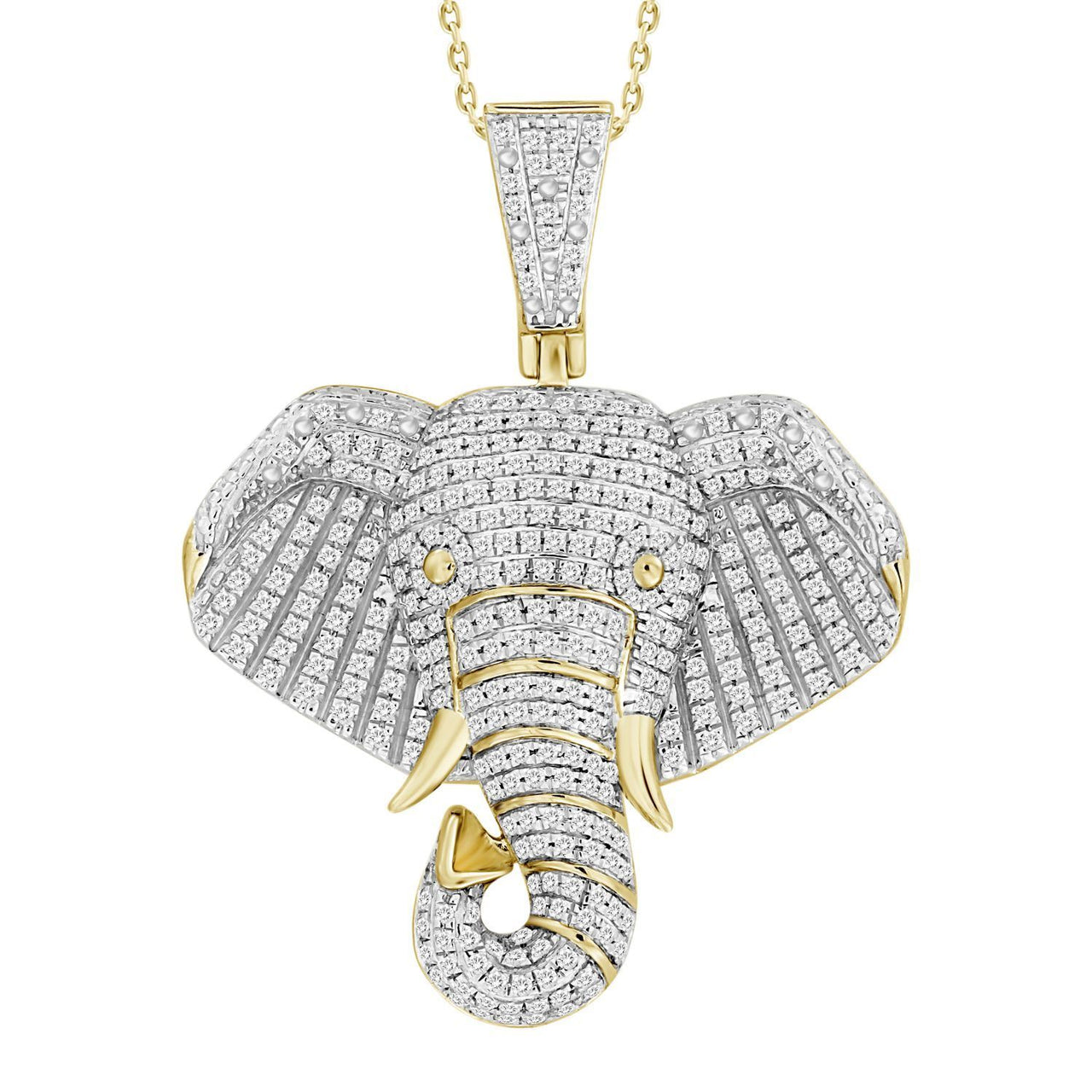 MEN'S CHARM 3/4 CT ROUND DIAMOND 10K YELLOW GOLD