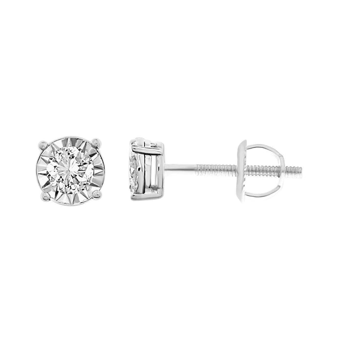 LADIES EARRING 1/3 CT ROUND DIAMOND SILVER