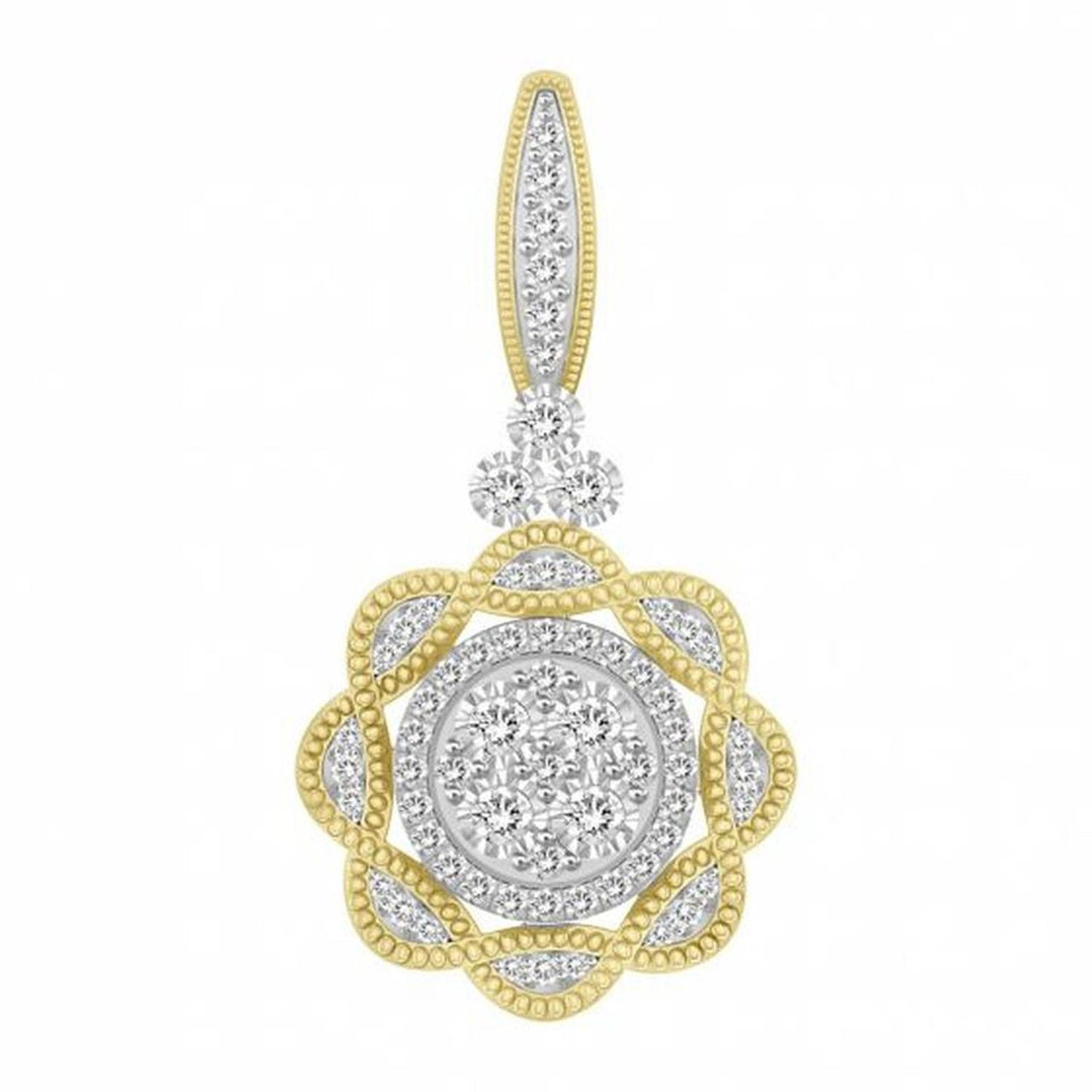 LADIES PENDANT 1/5 CT ROUND DIAMOND 10K YELLOW GOLD