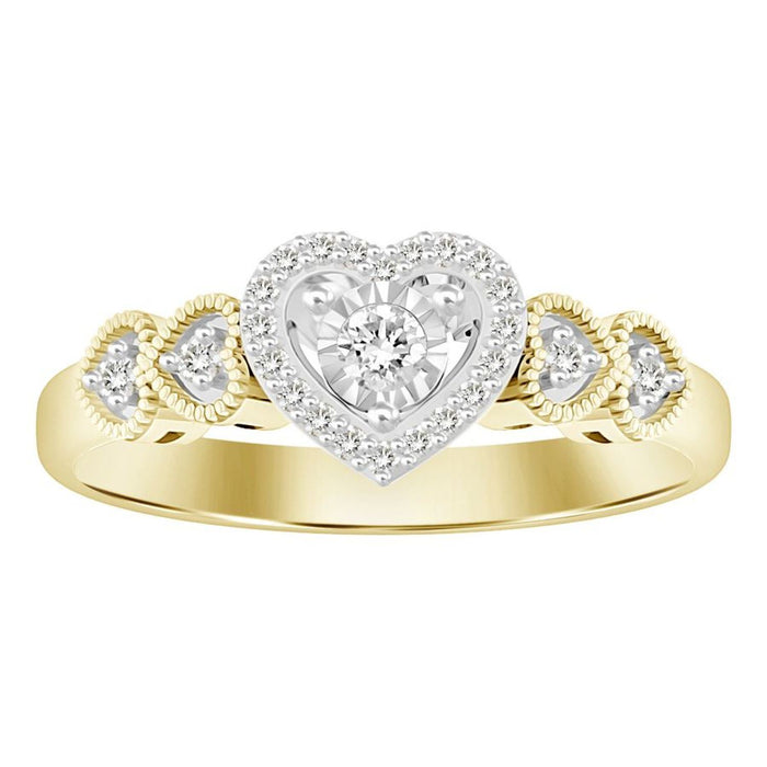 LADIES RING 1/6 CT ROUND DIAMOND 10K YELLOW GOLD