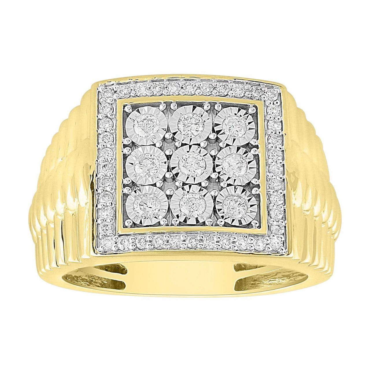 MEN'S RING 1/2 CT ROUND DIAMOND 10K YELLOW GOLD