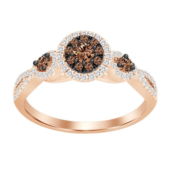 LADIES RING 3/8 CT ROUND/CHOCOLATE DIAMOND 14K ROSE GOLD