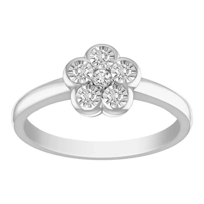 LADIES RING 1/6 CT ROUND DIAMOND 10K WHITE GOLD