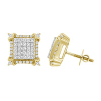 Thumbnail for MEN'S EARRING 1 CT ROUND DIAMOND 10K YELLOW GOLD