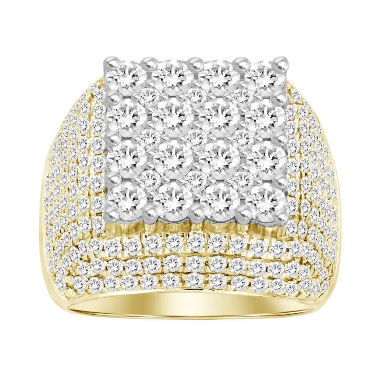 MEN'S RING 5 1/6 CT ROUND DIAMOND 14K YELLOW GOLD