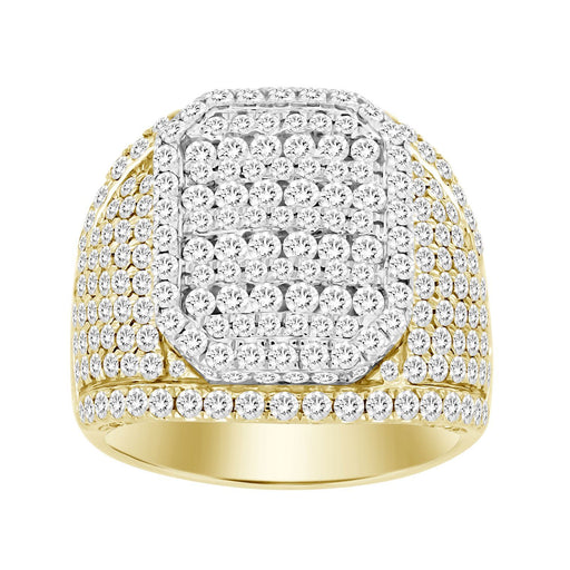 MEN'S RING 4 CT ROUND DIAMOND 14K YELLOW GOLD