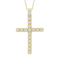 Thumbnail for MEN'S CROSS 2 5/8 CT ROUND DIAMOND 10K YELLOW GOLD