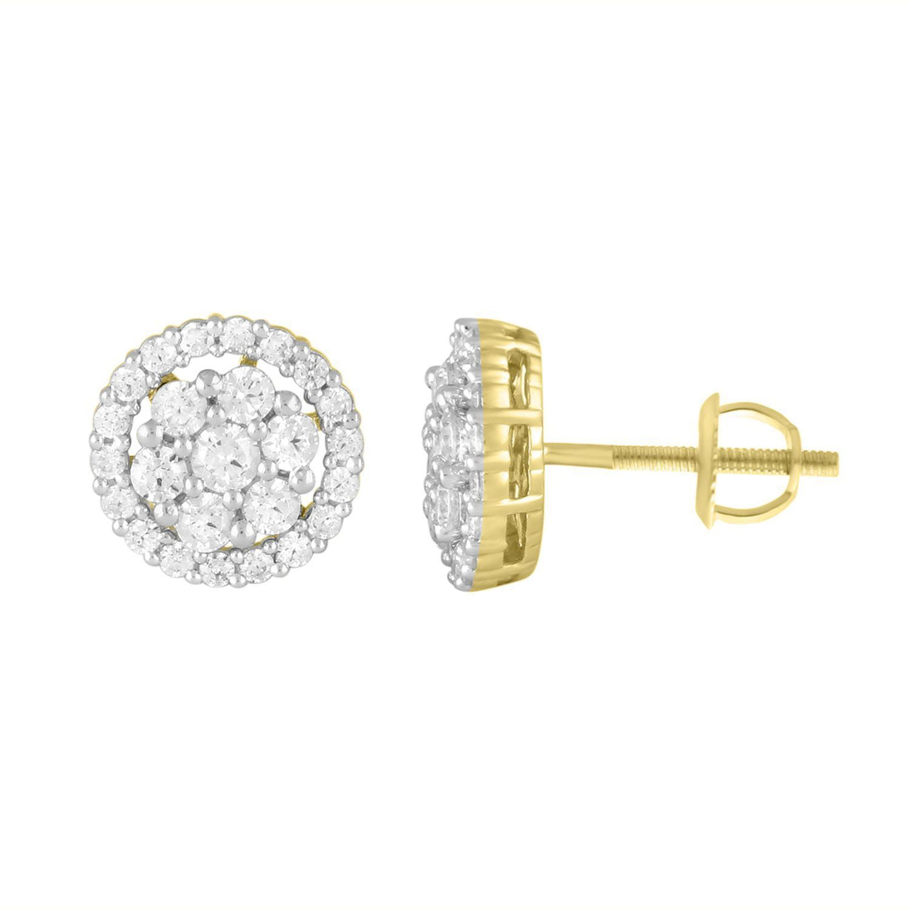 LADIES EARRING 3/4 CT ROUND DIAMOND 10K YELLOW GOLD