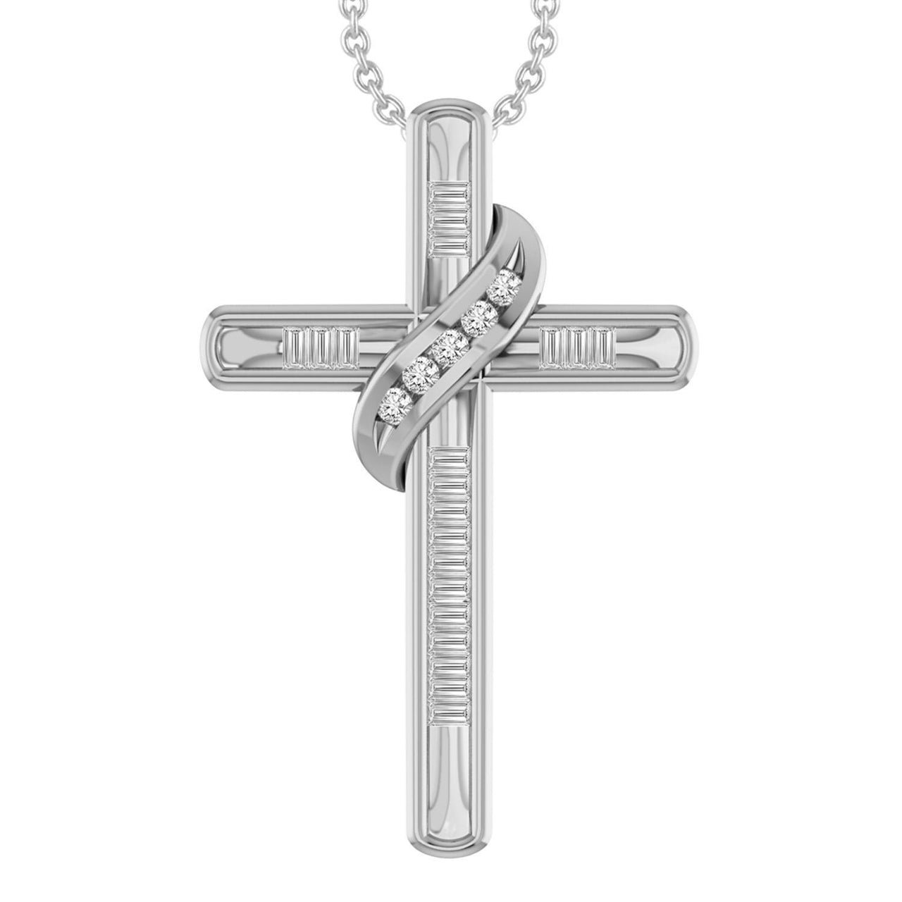 LADIES PENDANT 1/6 CT ROUND DIAMOND 10K WHITE GOLD
