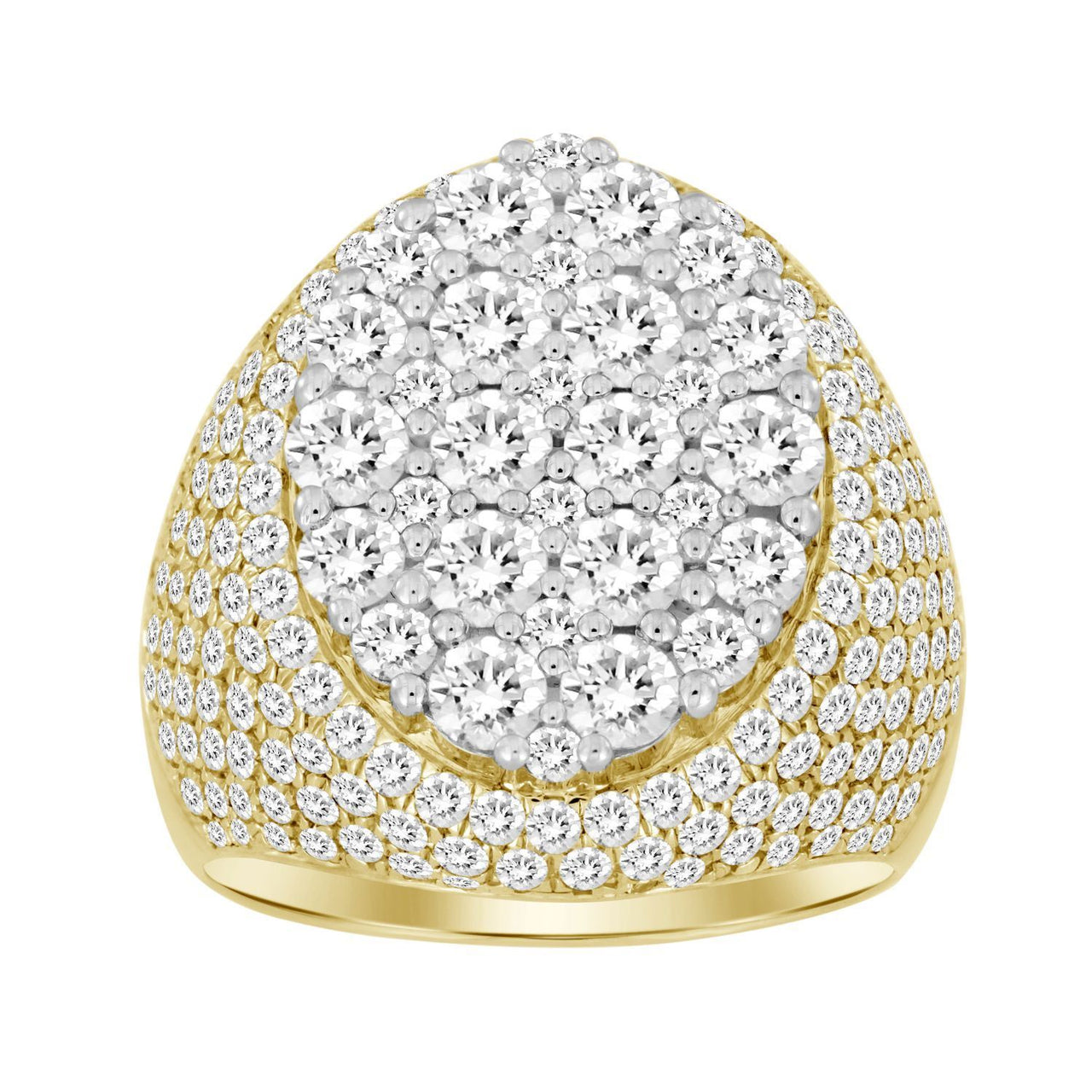 MEN'S RING 5 1/6 CT ROUND DIAMOND 14K YELLOW GOLD